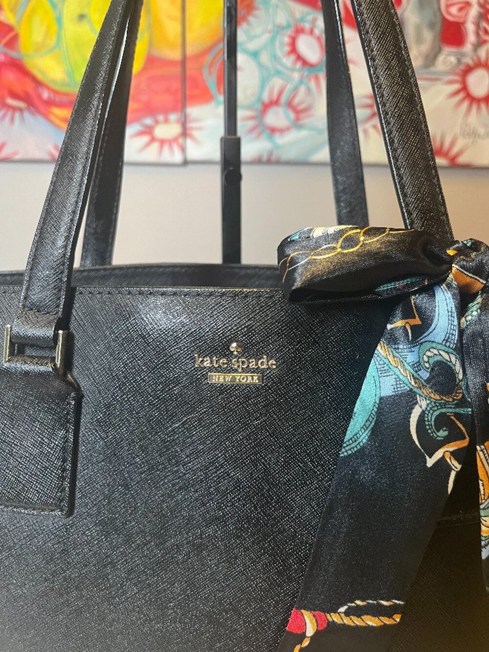 Kate Spade New York Black Saffiano Leather Large Tote Shoulder Bag Work Purse - Picture 2 of 11